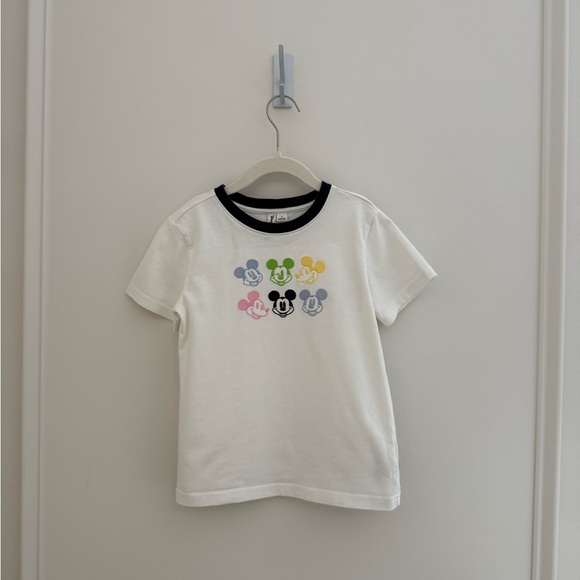 Janie and Jack Other - Janie and Jack White Tee with Multi-Color Mickey Faces and Black Neckline